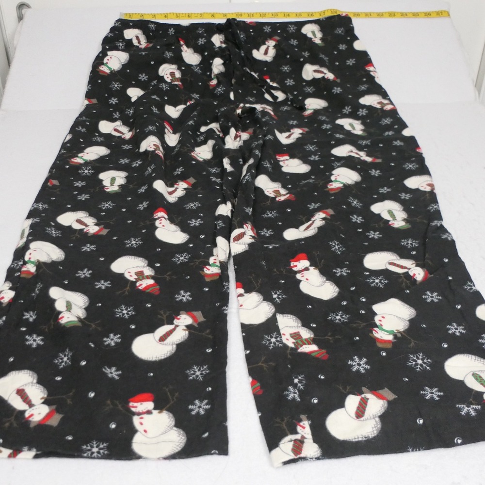 Stafford Men Sleep Pants XL Black Snowman Snowflake Pajamas Sleepwear Loungewear